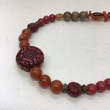 Necklace with Cinnabar & Coral Beads