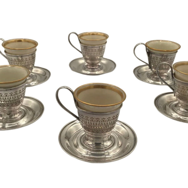 Demitasse Cup & Saucer Set 6 with Inserts