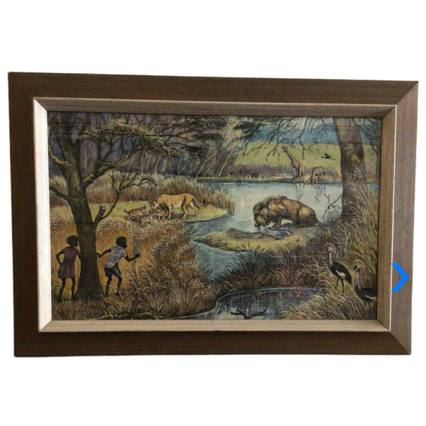 Framed Landscape Painting with Children