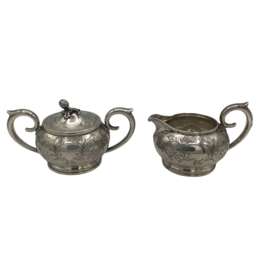 S. Kirk & Son Engraved Sterling Creamer & Sugar