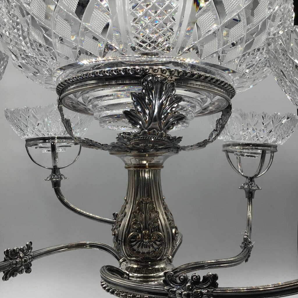 Four Armed Epergne with 5 Crystal Bowls