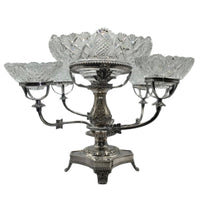 Four Armed Epergne with 5 Crystal Bowls