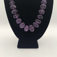 Graduated Carved Amethyst Bead Necklace