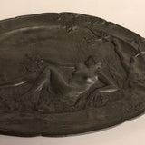 Kayserzinn Art Nouveau Pewter High Relief Platter, signed Garnier