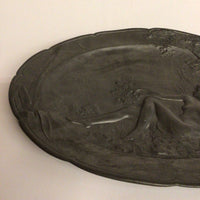 Kayserzinn Art Nouveau Pewter High Relief Platter, signed Garnier