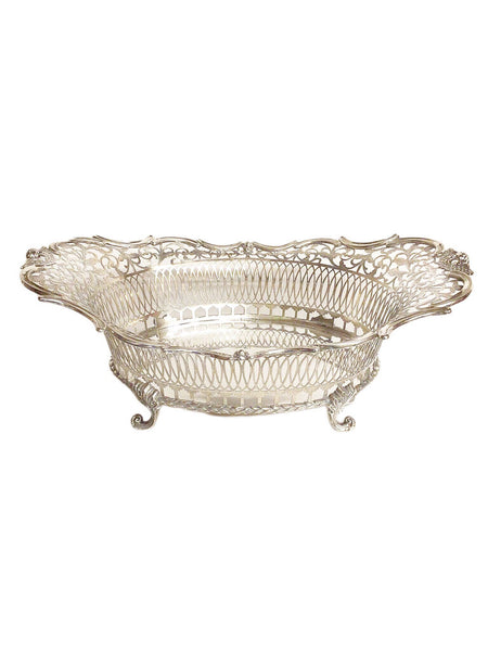 Sterling Silver oval footed basket - 19 century