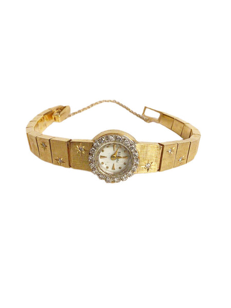 14 Kt yellow gold and diamond Elbee ladies watch