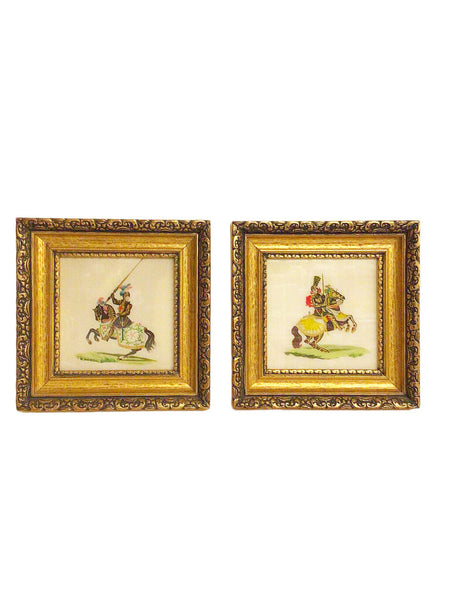 Pair Of Hand-Painted Crusaders With Gold Frames