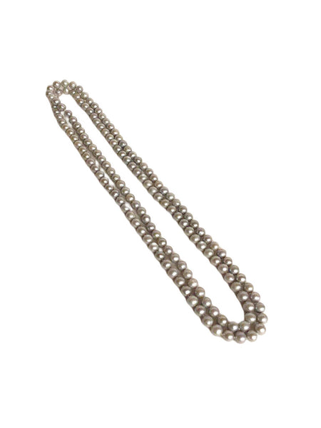 Opera Length Gray Pearl Rope Necklace