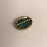 14Kt Carved Jade and Pearl Antique Brooch