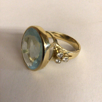 18Kt Diamond and Blue Stone Ring Vintage 1960