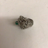 Platinum Diamond and Emerald Ring c. 1950s