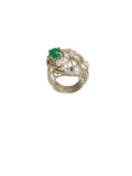 Platinum Diamond and Emerald Ring c. 1950s