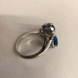 14Kt Diamond & Blue Topaz Ring