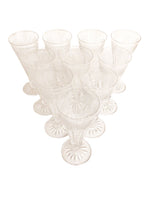10 English Cut Glass & Etched Grapevine Champagne Glasses
