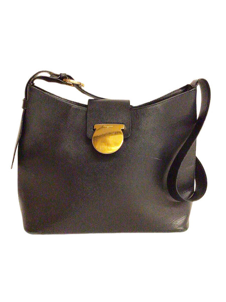 Buy Authentic Ferragamo Leather Handbag GP Gancini Fold Lock Black Vintage  Purse 0p10 Online in India - Etsy