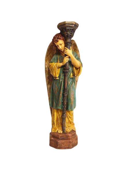 Carved Angel Figure Candle Holder