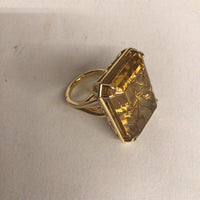 47 Carat Citrine Ring, Emerald Cut, Mounted in 14Kt Yellow gold