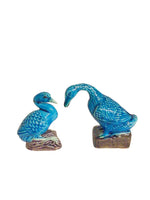 Pair of Turquoise Glazed Statues of Water Birds