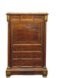 French Napoleon III Secretaire with Brass Inlay in High Gloss Mahogany