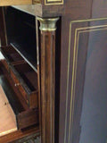 French Napoleon III Secretaire with Brass Inlay in High Gloss Mahogany