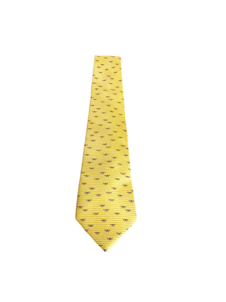 Salvatore Ferragamo Silk Necktie, Yellow Geometric
