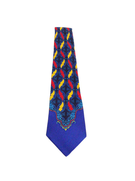 Versace Silk Necktie, Red, Yellow, & Blue