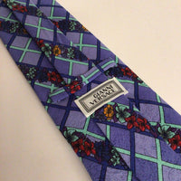 Versace Silk Necktie, Blue Floral Geometric