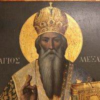 19th C. Greek Orthodox Icon Depicting Alexander I of Alexandria, 19th Pope and Patriarch of Alexandria
