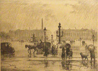 Frank Armington. "La Pluie Place de la Concorde". Chalcographie du Louvre