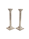 Pair/English Corinthian Column Candlesticks, Silverplate