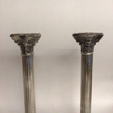 Pair/Corinthian Column Candlesticks, Silverplate