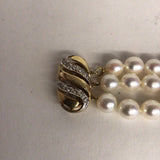 3-Strand Pearl Bracelet w/ 14Kt YG Diamond Clasp