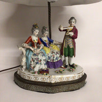 Musician & Ladies Porcelain Table Lamp, Working