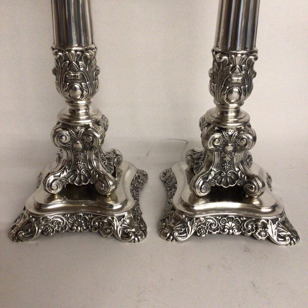 Pair of Antique Schiff Silver Candlesticks, German