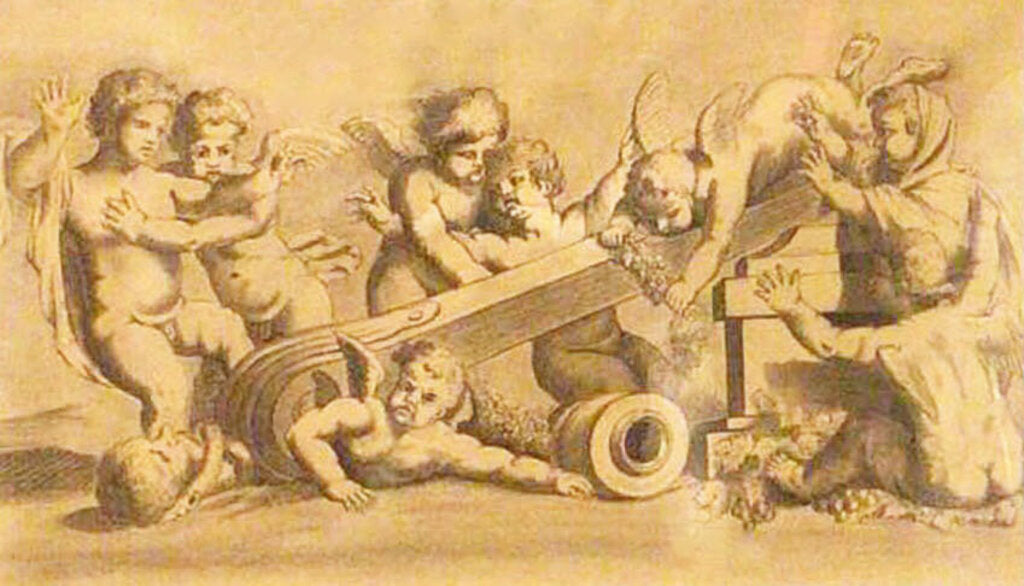 Pencil Drawing, Mischievous Putti