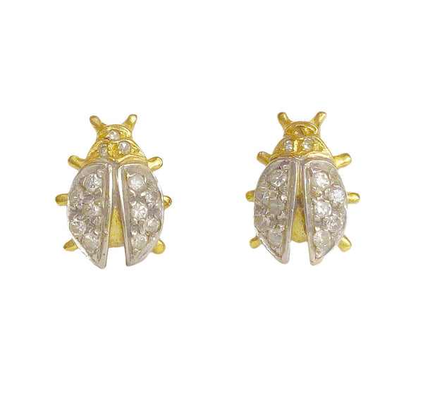 18Kt Gold & Diamond Ladybug Earrings