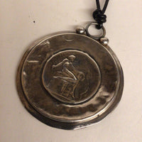 C. Milans .999 Silver Pendant Necklace, Coin-Style Nude Woman Bathing