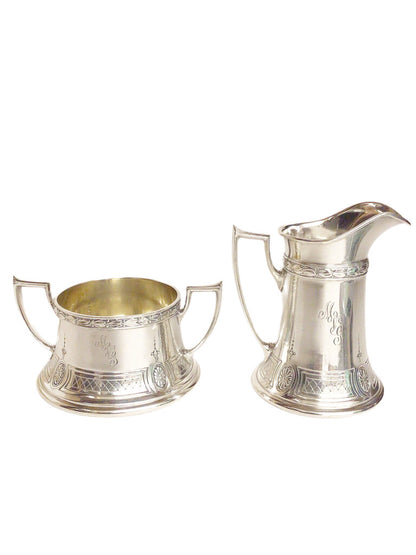 Smith-Patterson Art Nouveau Creamer & Sugar Pot, Sterling