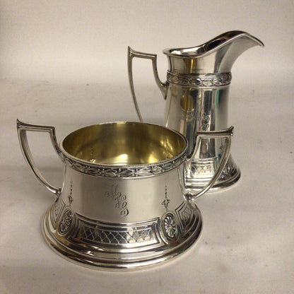 Smith-Patterson Art Nouveau Creamer & Sugar Pot, Sterling