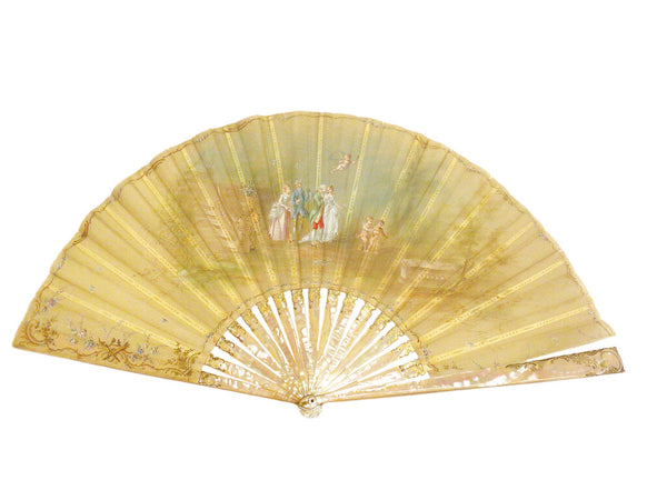 Geslin Handpainted Silk Fan; French, 19th c.