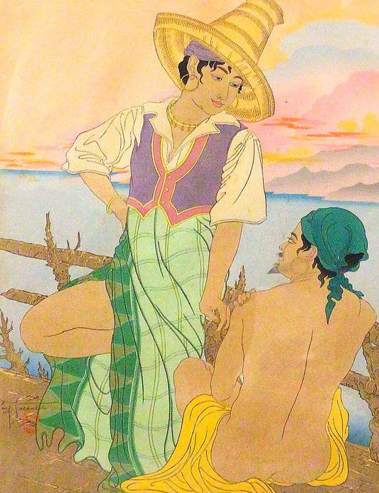 Jacoulet, "Coucher de Soleil à Menado". Woodblock, 1938.